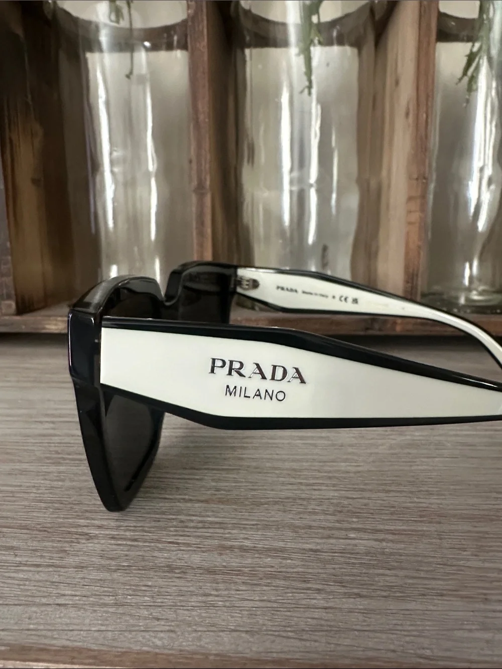 Prada Black and White Oversized Square Sunglasses